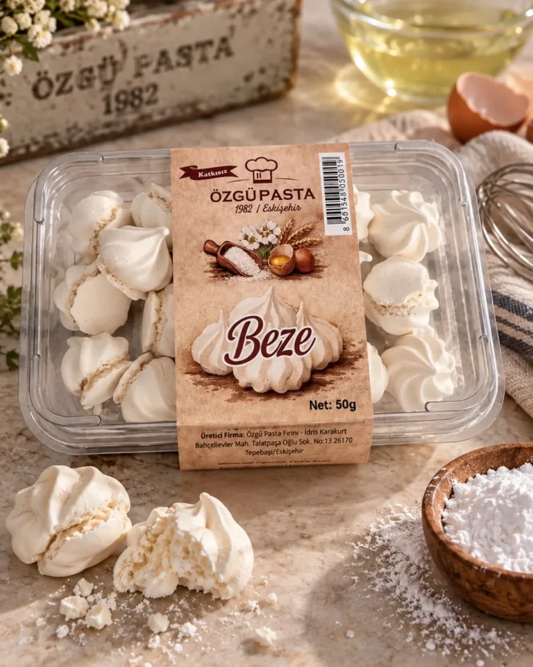 Özgü Pasta beze kabı, 50 gram, yumurta akı ve pudra şekeri yanında