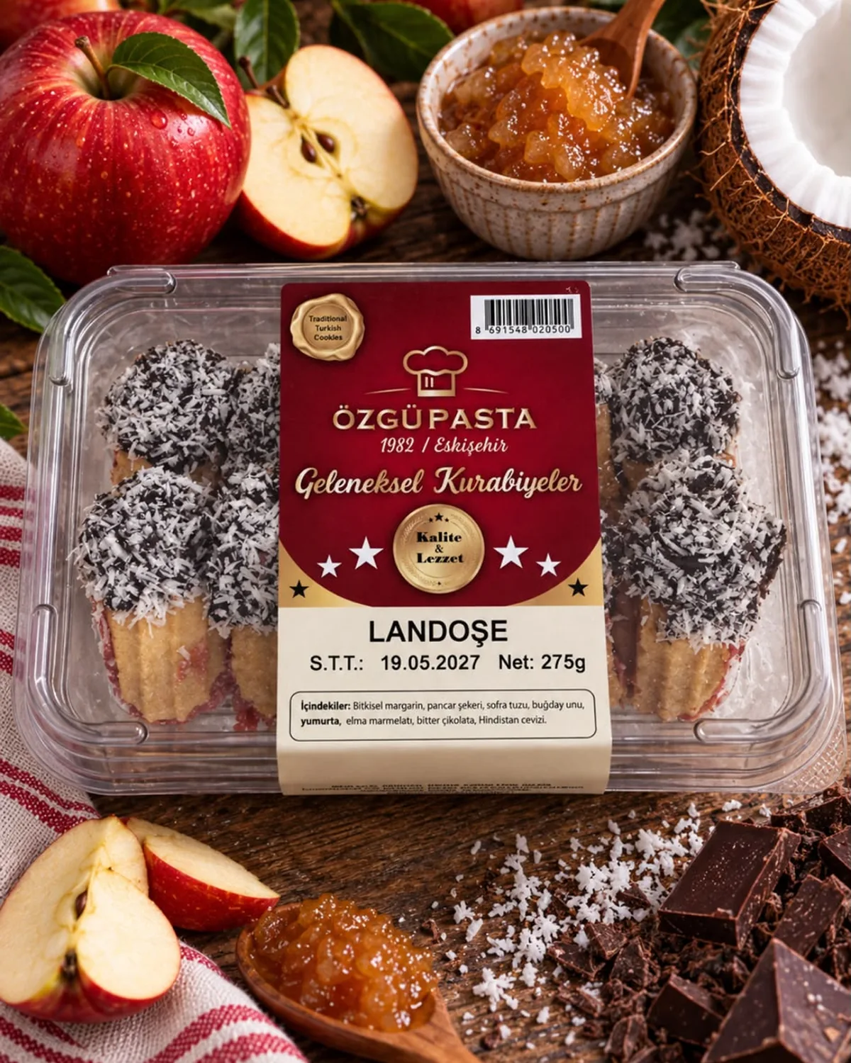 Barquette de biscuits Landoşe Özgü Pasta à la noix de coco et au chocolat