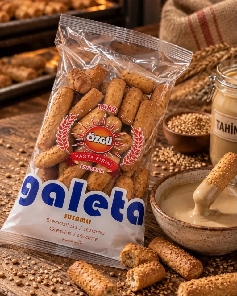 Özgü Pasta susamlı galeta paketi ve tahin kasesi